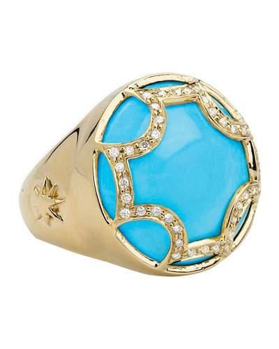 Maltese Diamond Turquoise Ring,