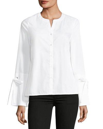 Poplin Button-front Top