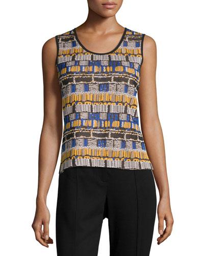 Reversible Printed Scoop-neck Tank,