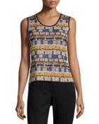 Reversible Printed Scoop-neck Tank,