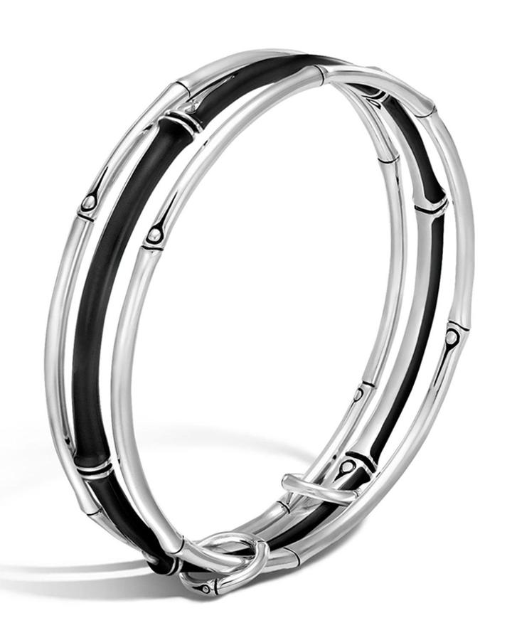 Bamboo 3-row Black Enamel Bracelet,