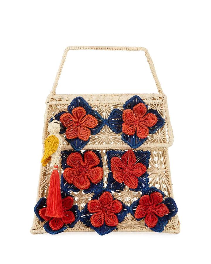 Iraca Palm Threaded Straw Top-handle Bag