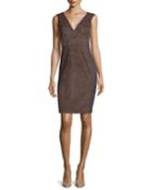 Sleeveless V-neck Sheath Dress, Earth/charcoal