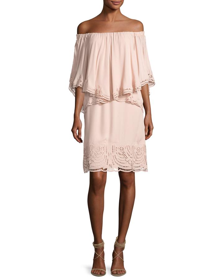 Veronica Off-the-shoulder Silk Popover Dress