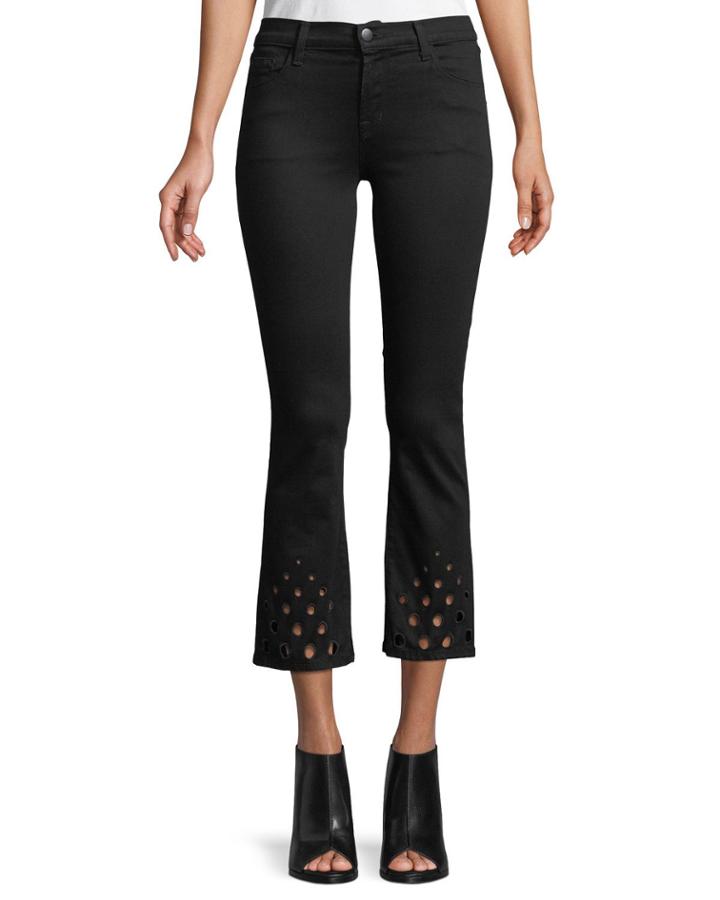 Selena Mid-rise Crop Boot Jeans W/ Cutout Detail
