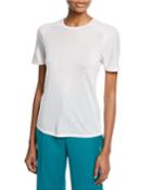 Bravo Crewneck Short-sleeve Cashmere-silk Knit Top