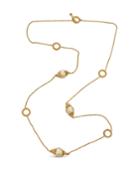 Long 3-pearl Necklace, Golden