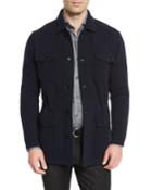 Wool/cashmere-blend Jersey Field Jacket, Navy