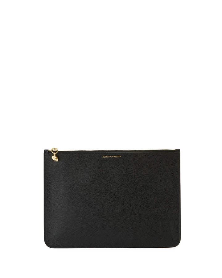 Small Grain Calf Zip Clutch Bag