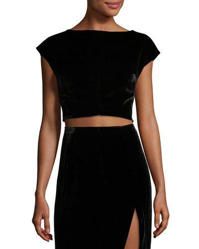 Velvet Twist-back Crop Top