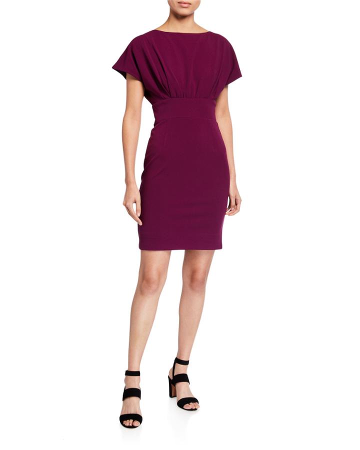 Pleated Dolman-sleeve Body-con Dress
