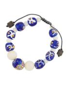 White Coral & African Glass Beaded Bracelet