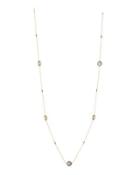 Long Round Pearly & Crystal Station Necklace,