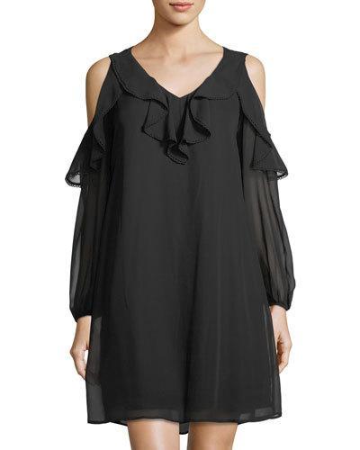 Chiffon Cold-shoulder Dress
