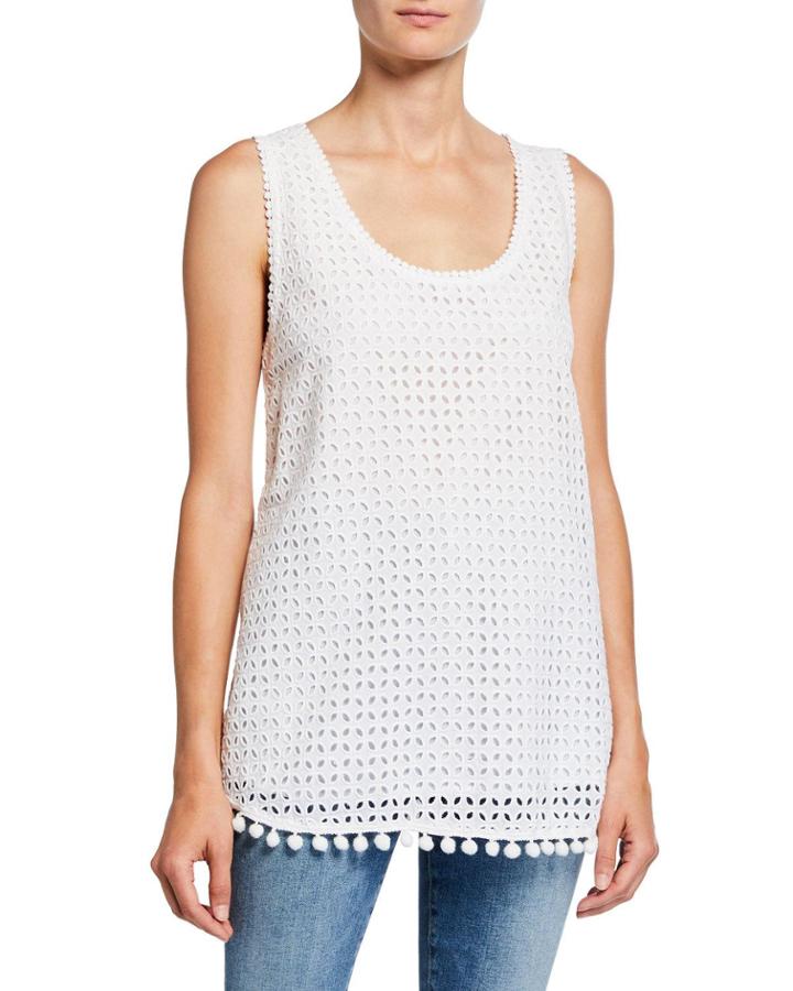 Johnny Crystal Schiffli Pompom Top