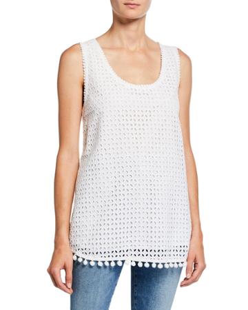Johnny Crystal Schiffli Pompom Top