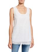 Johnny Crystal Schiffli Pompom Top