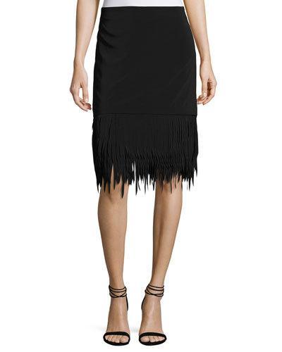 High-waist Fringed-hem