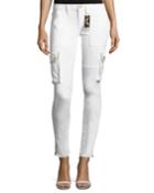 Military-inspired Studded Skinny Stretch-cotton Pants