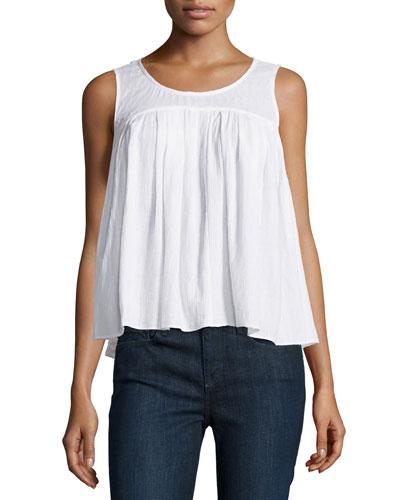 Scoop-neck Gauze Tank, Optic White