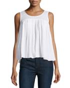 Scoop-neck Gauze Tank, Optic White