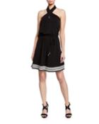Halter-neck Striped Border Dress