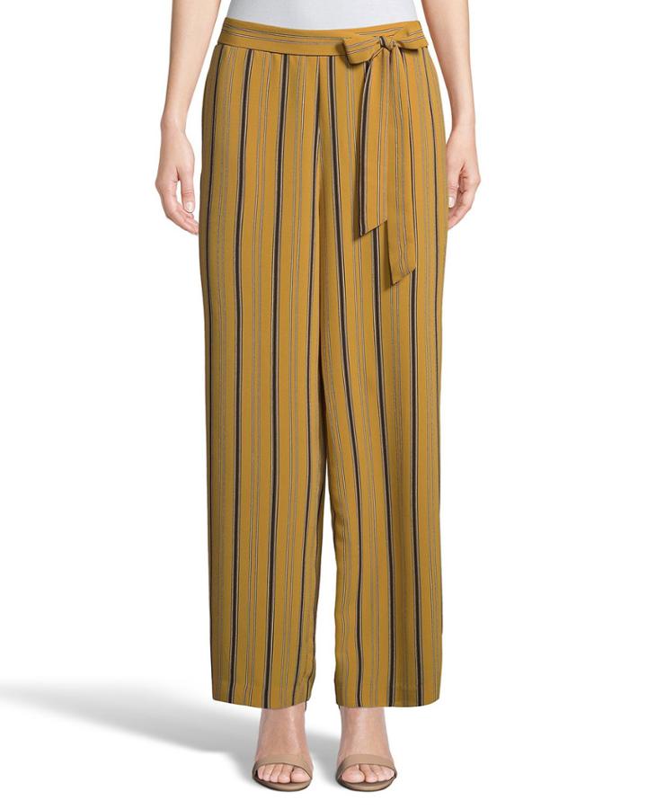 Striped Tie-waist Ankle Straight-leg Pants