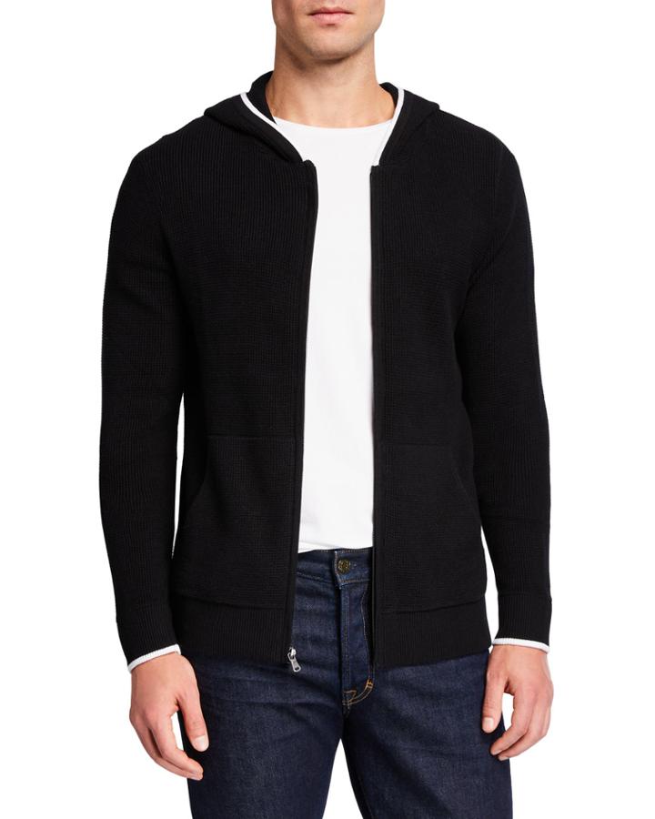 Men's Tipped Thermal Front-zip Hoodie