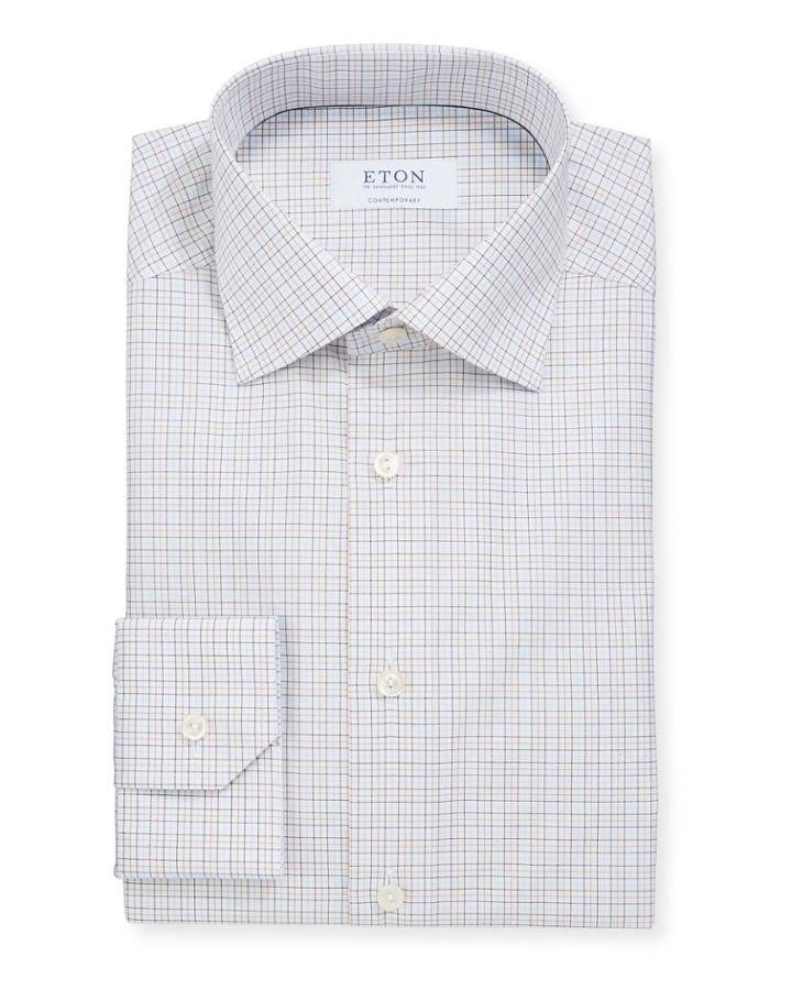 Men's Contemporary-fit Grid Check Dress