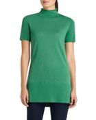 Short-sleeve Funnel-neck Tunic, Green