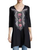 Sabine 3/4-sleeve Jersey Dress, Black