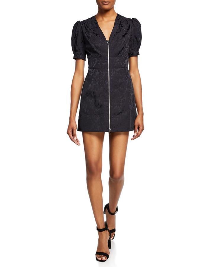 Floral Zip-front Short-sleeve