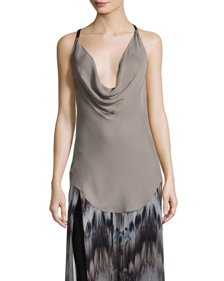 Osiris Cowl-neck Silk Top W/