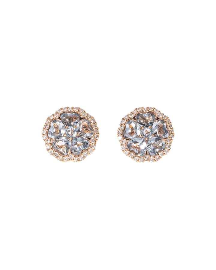 18k Rose Gold Diamond & Blue Topaz Flower