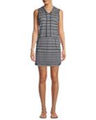 Striped Hooded Short Coverup Dress