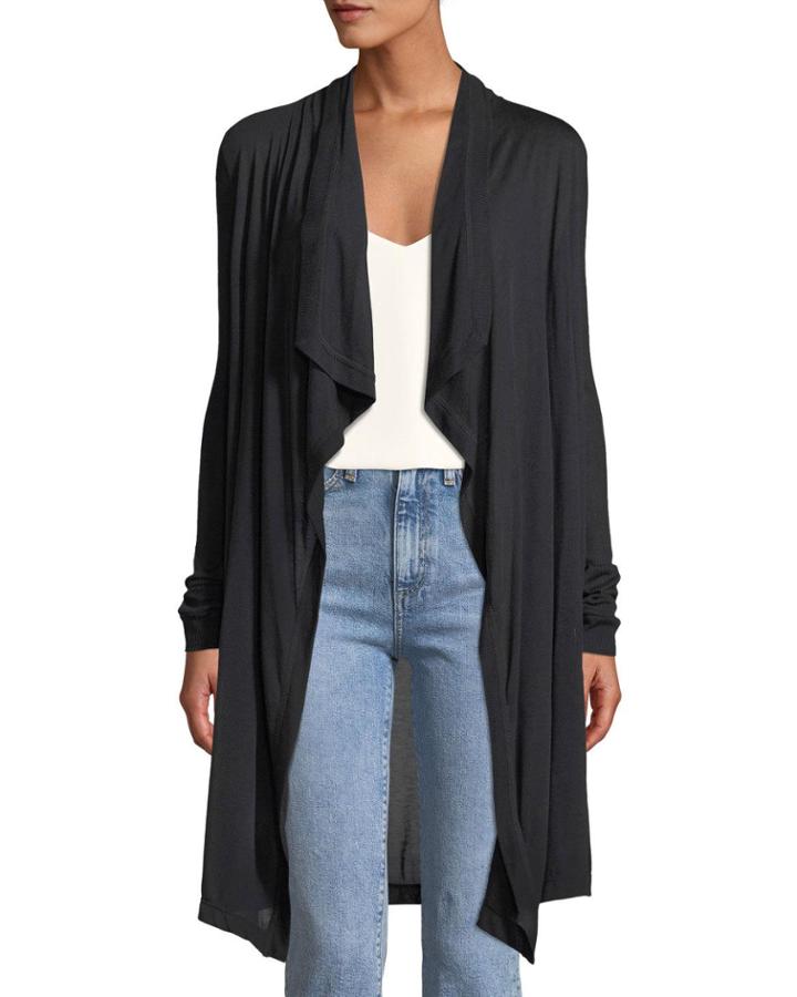 Draped-front Jersey Duster Cardigan