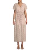 Brooke Arrow-embroidered Button-front Maxi Coverup Dress