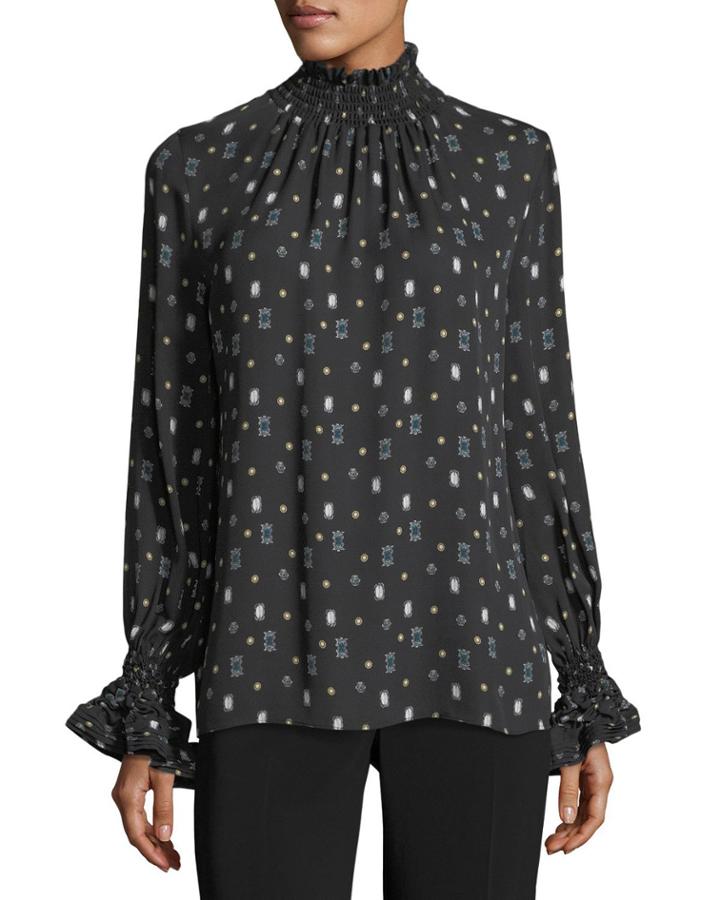 Julissa Mock-neck Printed