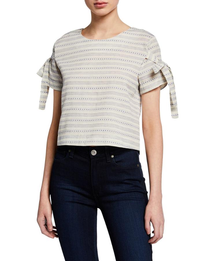 Striped Short-sleeve Crop Top