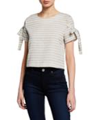 Striped Short-sleeve Crop Top