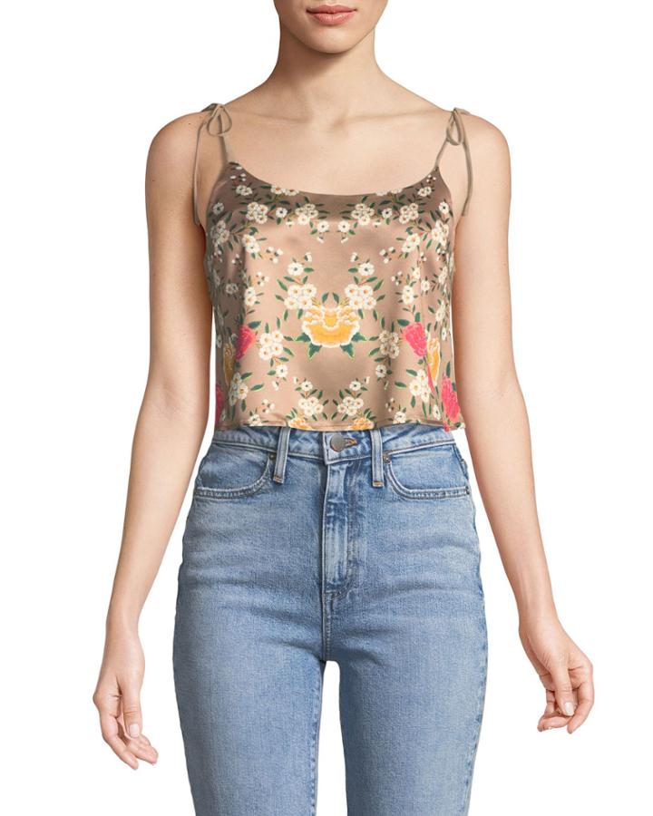 Frieda Satin Floral Crop Top