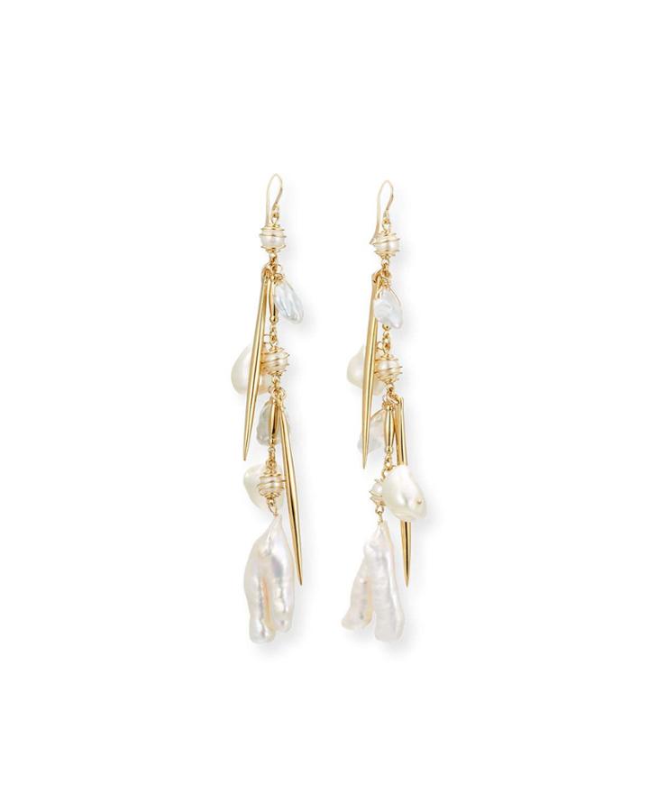 Pearl Cluster Dangle Drop Earrings
