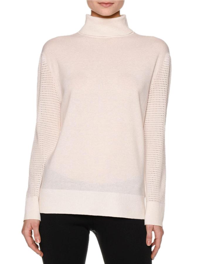 Perforated-sleeve Turtleneck