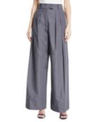 Crispy High-waist Wide-leg Pleated Pants