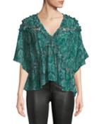 Date Printed Ruffle Viscose Top