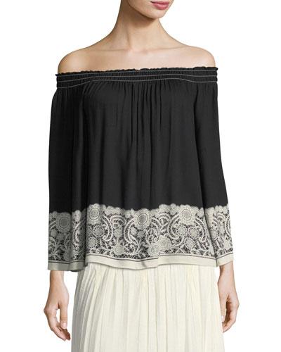 Printed Off-the-shoulder Top