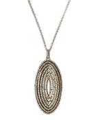 Long Pave Diamond Oval Pendant Necklace