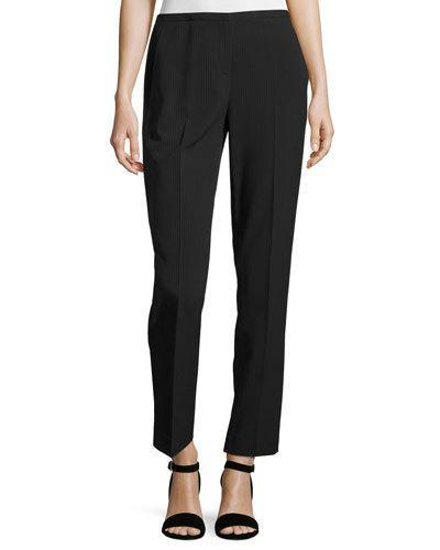 Rhea Pinstripe Pants, Black