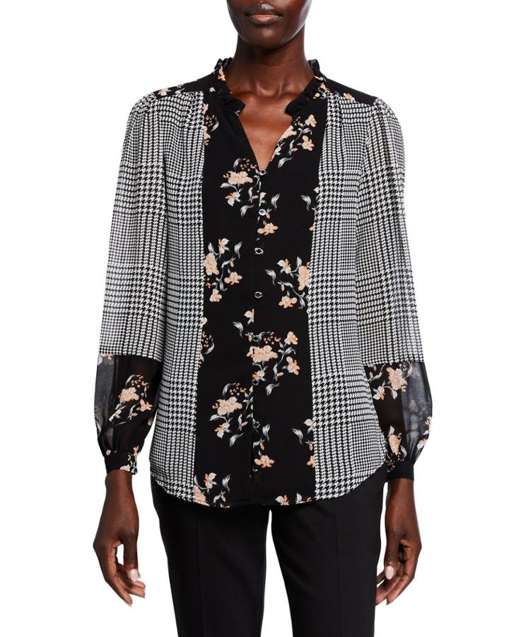 Button Up With Ruffle Collar