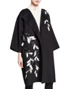 Embroidered Fern Wool-blend Topper Coat
